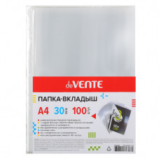 Папка-вкладыш "deVENTE" A4 30 мкм (реальная плотность), гладкая, глянцевая, с универсальной боковой перфорацией, 100 шт в уп