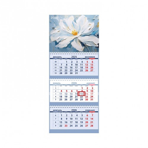 Календарь квартальный на 2026 г White flower