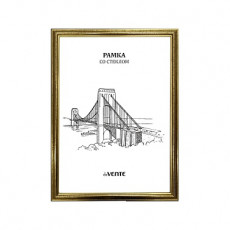 Рамка пластиковая "deVENTE" 15x21 см, формат A5, серия 2 (багет 20,7 x 14,2 мм) стекло, задняя панель - переплетный картон, с подставкой для установки на столе, золотистая, в термоусадочной пленке