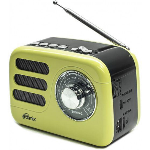 Радиоприемник трёхдиапазонный RITMIX RPR-033 LEMON, Bluetooth v.5.3, USB флэш/microSD, MP3, вход USB