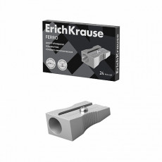 Металлическая точилка ErichKrause® Ferro, цвет корпуса серебряный (в коробке по 24 шт.)