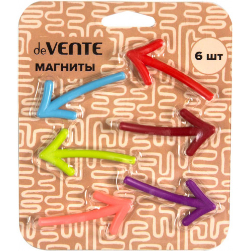 Магнит для доски офисной "deVENTE. Arrows" 5,5x2,7x0,6 см, 6 шт, в картонном блистере, цвета ассорти