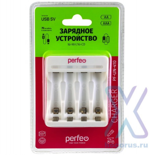 Зарядное устройство Perfeo PF-UN-410 Ni-MH/CD, 5V, 4 слота, AA/AAA (1/80)