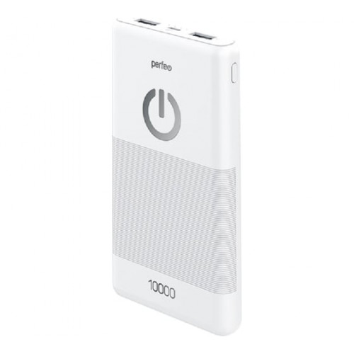 Perfeo Powerbank 10000 mah + In Micro usb+Type-C /Out USB 1 А, 2.1A /White