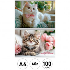 Альбом для рисования А4 40л. МИЛЫЕ КОТИКИ - 2 (40-7784) 2 диз.в сп, скреп, картон. обл., офс Альбом для рисования А4 40л. МИЛЫЕ КОТИКИ - 2 (40-7784) 2 диз.в сп, скреп, картон. обл., офс