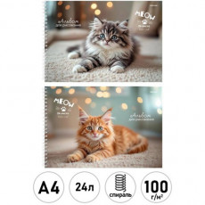 Альбом для рисования А4 24л. МИЛЫЕ КОТЯТА (24-8562) гребень, матовая лам., выб. лак, 2 диз в сп. Альбом для рисования А4 24л. МИЛЫЕ КОТЯТА (24-8562) гребень, матовая лам., выб. лак, 2 диз в сп.
