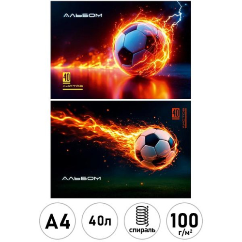 Альбом для рисования А4 40л. ФУТБОЛЬНЫЙ МЯЧ - 30 (А40-0227) 2 диз. в сп., гребень, офсет