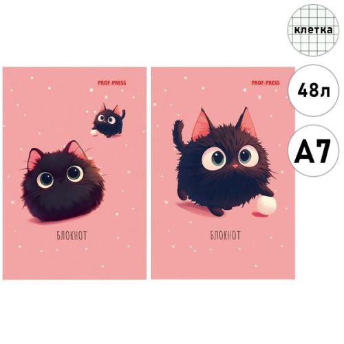 БЛОКНОТ А7 48л. ПУШИСТИК (Б48-4714) КБС, цвет.мелов.обл, блок-офсет