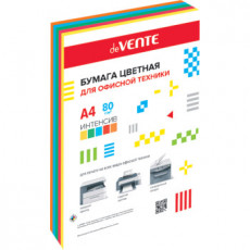 Бумага цветная для офисной техники "deVENTE. Intensive" A4 500 л, 80 г/м², интенсивные цвета, ассорти (5 цветов) в термоусадочной пленке