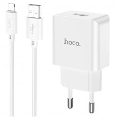Блок питания сетевой 1 USB HOCO C106A Leisure, 2.1A, цвет: белый (1/36/216)