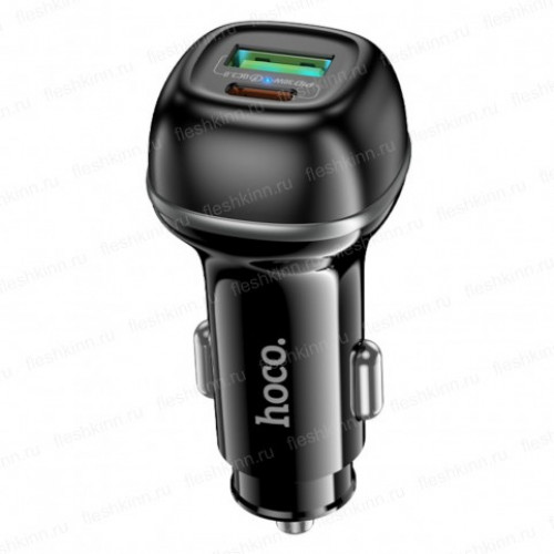 HOCO Z58A/ Авто ЗУ/ PD + QC 3.0/ 2 USB: Type-C + Type-A/ Выход: 30W+18W/ Black