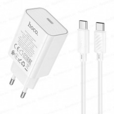 HOCO C143A/ Сетевое ЗУ + Кабель C-C 1m/ PD / 1 USB/ Выход: 20W/ White HOCO C143A/ Сетевое ЗУ + Кабель C-C 1m/ PD / 1 USB/ Выход: 20W/ White