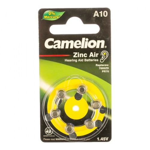 Camelion ZA10 BL-6 Mercury Free (A10-BP6(0%Hg), батарейка для слуховых аппаратов, 1.4 V,90mAh)