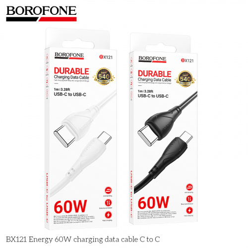 BOROFONE BX121/ PD кабель Type-C-Type-C/ 1m/ 60W/ черный