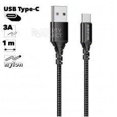 Кабель USB - Type-C Borofone BX54, 1.м, 2.4A, нейлон, цвет: черный (1/360) Кабель USB - Type-C Borofone BX54, 1.м, 2.4A, нейлон, цвет: черный (1/360)