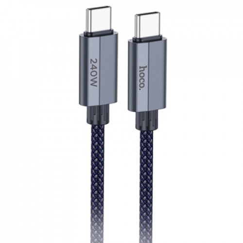 HOCO U134/ PD кабель Type-C-Type-C/ 1.8m/ 5A/240W/ Нейлон/ Black blue