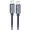 HOCO U134/ PD кабель Type-C-Type-C/ 1.8m/ 5A/240W/ Нейлон/ Black blue