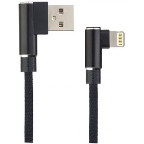 PERFEO Кабель USB A вилка - Lightning вилка, 2.4A, угловой, черн., длина 1 м., Light Premium (I4315)