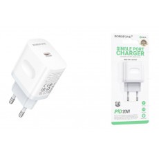 Блок питания сетевой 1 Type-C Borofone BA99A Breeze, пластик, 3.0A, PD20Вт, цвет: белый (1/75/300)