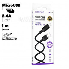 BOROFONE BX113/ USB кабель Micro/ 1m/ 2.4A/ Силикон/ Black BOROFONE BX113/ USB кабель Micro/ 1m/ 2.4A/ Силикон/ Black