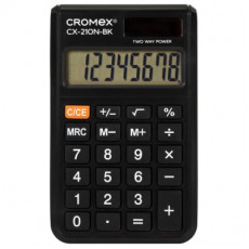 Калькулятор карманный CROMEX (КРОМЕКС) CX-210N-BK (96х62 мм), 8 разрядов, двойное питание, черный, 2