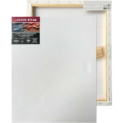 Холст на подрамнике 40x50 см грунтованный "deVENTE. ARTISTIC STUDIO" 100% хлопок 280 г/м², мелкое зе