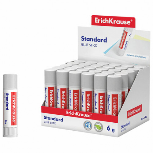 Клей-карандаш ErichKrause® Standard, 6г (в коробке-дисплее по 30 шт.)