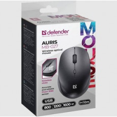 Беспроводная мышь DEFENDER Auris MB-027, 4D,800-1600dpi,бесшумн, черный (1/40)