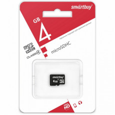 Карта памяти MicroSD 4GB Smart Buy Class 10 + SD адаптер Карта памяти MicroSD 4GB Smart Buy Class 10 + SD адаптер