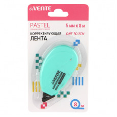Корректирующая лента "deVENTE. Pastel" 5 ммx8 м, непрозрачный бирюзовый корпус, фронтальный аппликатор, в картонном блистере