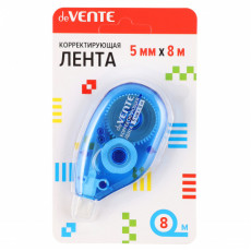 Корректирующая лента "deVENTE" 5 ммx08 м, синий полупрозрачный корпус, боковой аппликатор, в картонном блистере