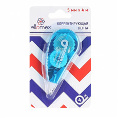 Корректирующая лента "Attomex" 5 ммx04 м, синий прозрачный корпус, фронтальный аппликатор, в картонном блистере