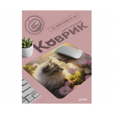 Perfeo Коврик для компьютерной мыши два пушистых котенка Рис.37 (240*200*2) ткань+резиновое осн.
