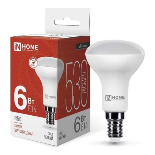 Лампа светодиодная LED-R50-VC 6Вт 230В Е14 4000К 530Лм IN HOME, арт. 4690612024264