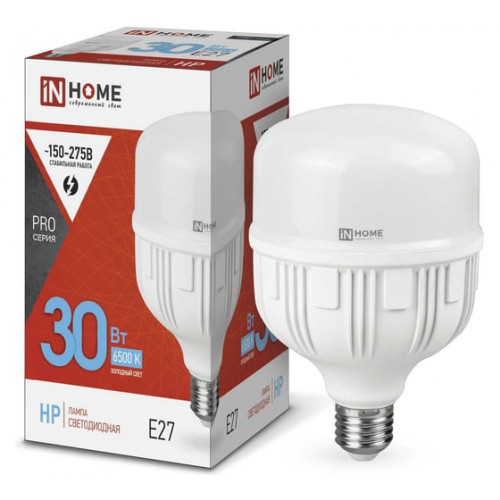 Лампа светодиодная LED-HP- PRO 30Вт 230В Е27 6500К 2850Лм IN HOME, арт. 4690612031088