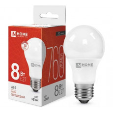 Лампа светодиодная LED-A60-VC 8Вт 230В Е27 4000К 760Лм IN HOME, арт. 4690612024028 Лампа светодиодная LED-A60-VC 8Вт 230В Е27 4000К 760Лм IN HOME, арт. 4690612024028