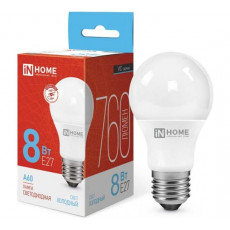 Лампа светодиодная LED-A60-VC 8Вт 230В Е27 6500К 760Лм IN HOME, арт. 4690612024042 Лампа светодиодная LED-A60-VC 8Вт 230В Е27 6500К 760Лм IN HOME, арт. 4690612024042