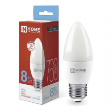 Лампа светодиодная LED-СВЕЧА-VC 8Вт 230В Е27 6500К 600Лм IN HOME, арт. 4690612024820