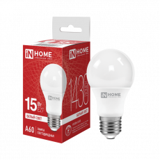 Лампа светодиодная LED-A60-VC 15Вт 230В Е27 4000К 1430Лм IN HOME, арт. 4690612020273 Лампа светодиодная LED-A60-VC 15Вт 230В Е27 4000К 1430Лм IN HOME, арт. 4690612020273
