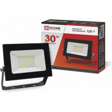 Прожектор светодиодный СДО-7 30Вт 230В 6500К IP65 черный IN HOME, арт. 4690612034621