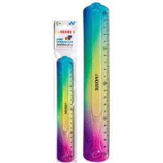Линейка "deVENTE. Shiny Rainbow Flex. School" гибкая 20 см, полупрозрачная радужная, в блистерной упаковке