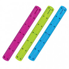 Линейка 30 см гибкая BRAUBERG FLEX, пластиковая, ассорти, европодвес, 210675