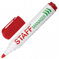 Маркер стираемый для белой доски КРАСНЫЙ, STAFF Manager, 5 мм, с клипом, 151493