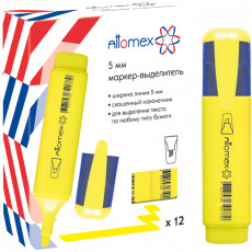 Маркер-выделитель "Attomex" плоский корпус с клипом, скошенный наконечник, ширина линии 1-5 мм, желтый