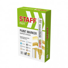 Маркер-краска лаковый (paint marker) 2-4 мм, ЗОЛОТИСТЫЙ, НИТРО-ОСНОВА, STAFF PROFIT, для любых поверхностей, 152579