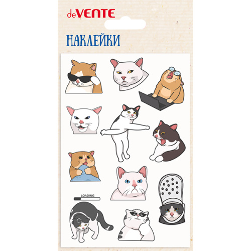 Наклейки мягкие "deVENTE. Meme cat" размер карточки 10x15 см, puff, объемные, многоразовые, в пласти