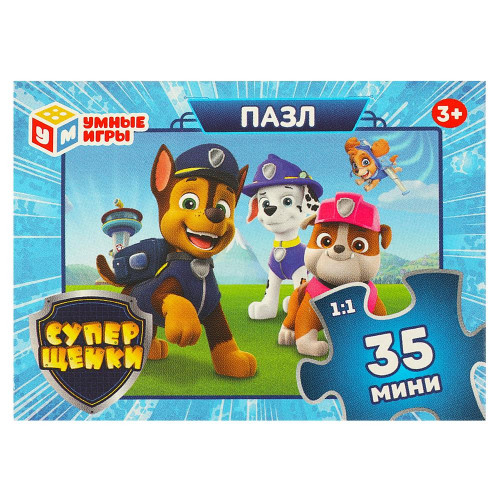 Суперщенки. Пазл классический в коробке. 35 деталей. мини 90х65х25мм. Умные игры в уп.32шт в кор.8уп