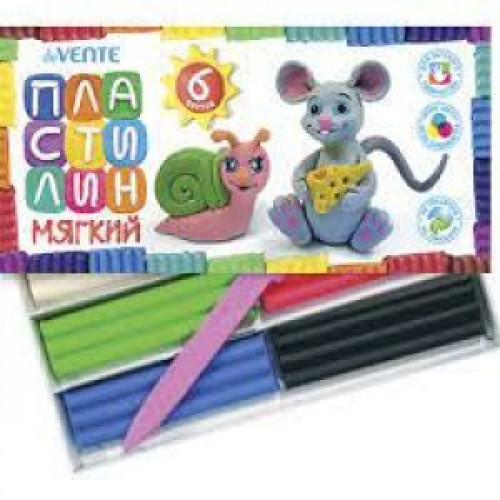 Пластилин мягкий "deVENTE" восковой, 06 цветов, 90 г, в комплекте со стеком, в картонной коробке