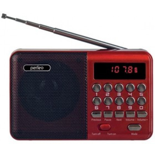 Perfeo радиоприемник цифровой PALM FM 87.5-108МГц/ MP3/ питание USB или 18650/ красный (i90-RED)