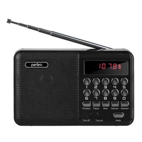 Perfeo радиоприемник цифровой PALM FM 87.5-108МГц/ MP3/ питание USB или 18650/ черный (i90-BK)